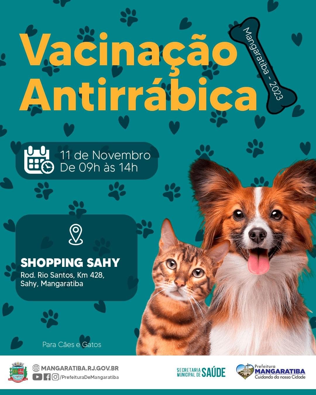 Vacinação antirrábica no Sahy neste sábado, não deixe de levar seu pet