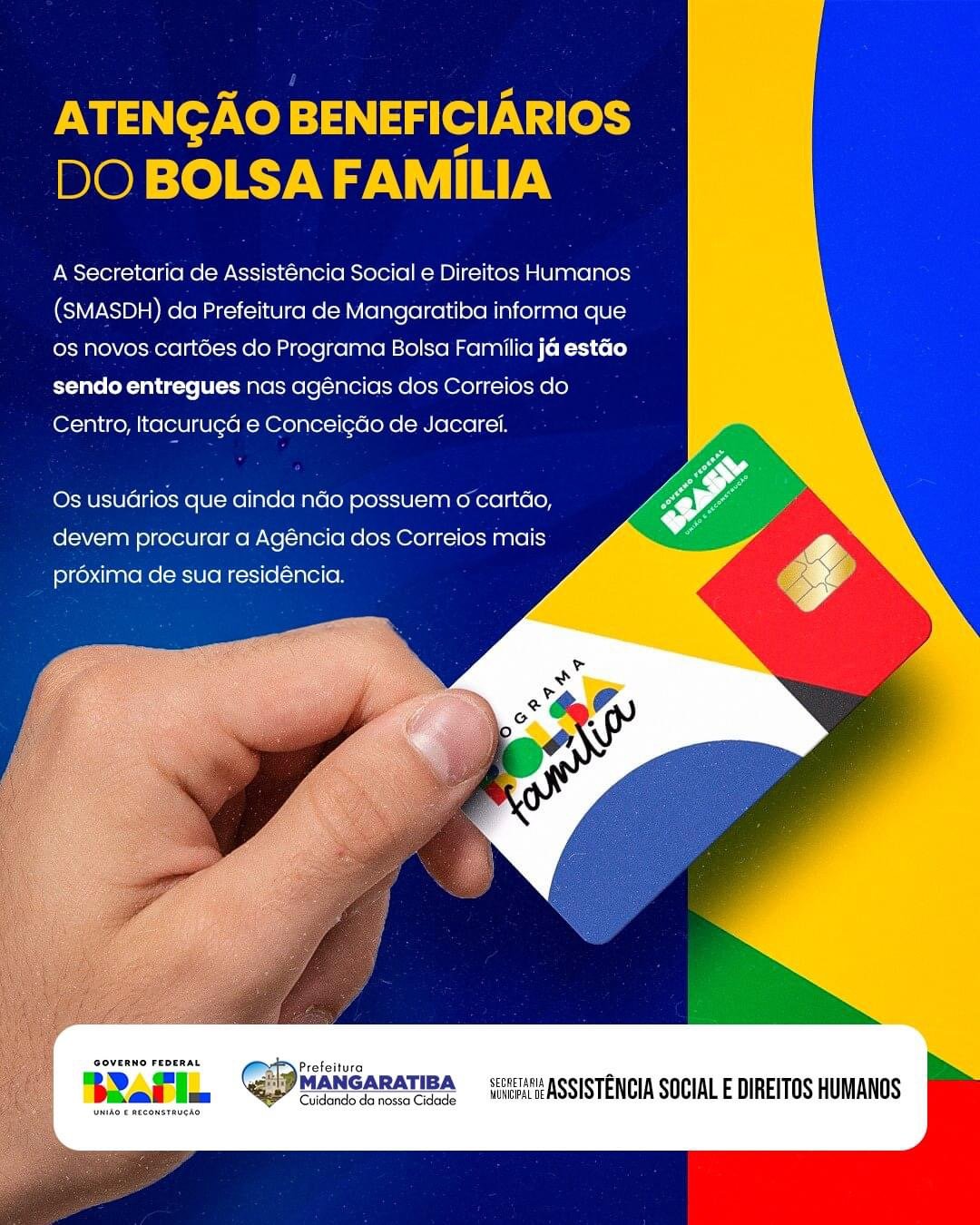 Novos cartões do Programa Bolsa Família já estão sendo entregues nas agências dos Correios