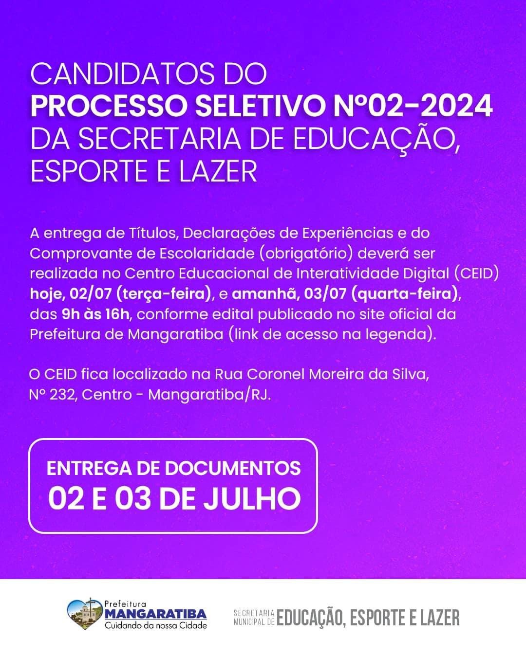 Processo Seletivo: Entrega de Documentos e Experiências